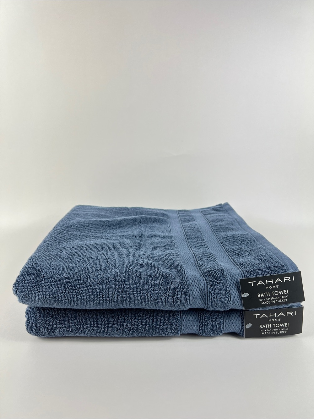 Tahari Home Bath Towels Blue Made in Turkey Soft 100% Cotton 2 Pc NEW